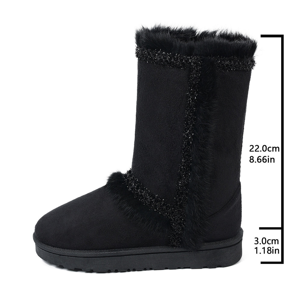 Exportthick sole snow boots fur all-in-onewinter style fleece-linedthickenedpetitesheattechnortheast cotton shoes knee high boots
