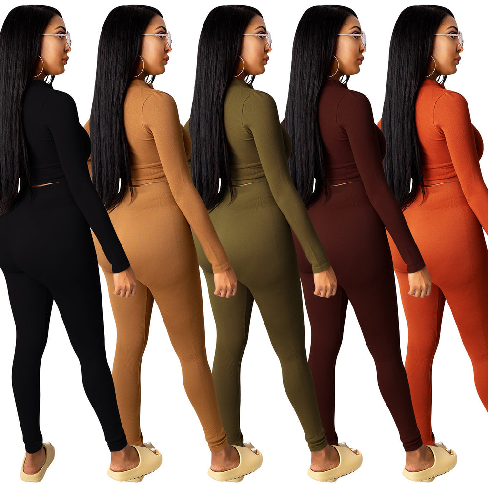 C3815 in stock winter   fashion european and american knitted sexy bodycon casual two-piece women's outfit