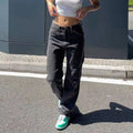 Y2k style  loose fit jeans women's new  multi-pocket cargo pants high waist washed denim jeans