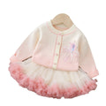 Girlcardigansweateraisha princess two-piece tutu skirtfall and winternew arrivalbaby girlk-styleknittingcardigansuit