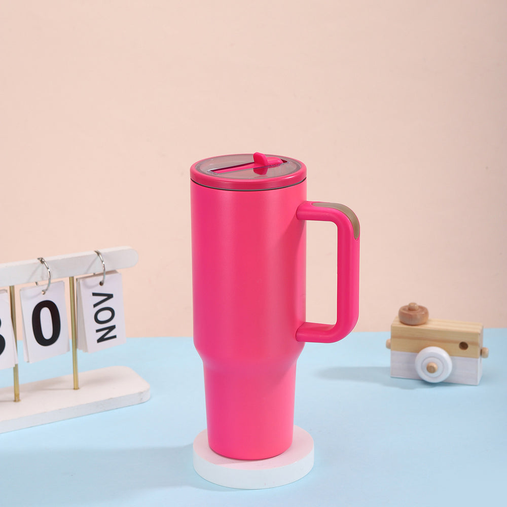 Custom 40oz fourth-generation handle ice tumbler, 304 stainless steel vacuum insulated cup, portable collapsible straw cup