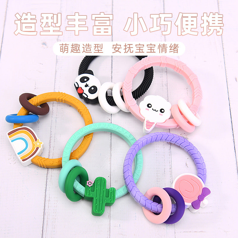 Food Grade Silicone Bite Le Toothpaste Lollipop Cactus Hand Grip Ring Toothpaste Infant Toothpaste Grinding Stick