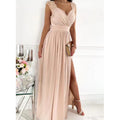 independent station  hot style sleeveless lace hem slit european and american women's dress