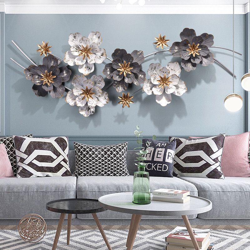 Iron chinoiserie living room wall hanging sofa wall decoration creative metal pendant wall decoration light luxury entrance background restaurant