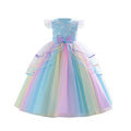 Girls' formal dress - mesh rainbow gradient princess dress - cross-border e-commerce, european & american style, ready stock wholesale children's clothing