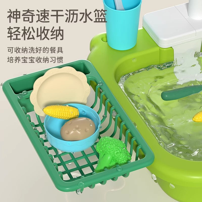 Kids dishwashing table play house kitchen toys electric wash basin sink simulated dishwashing toys cross-border new products