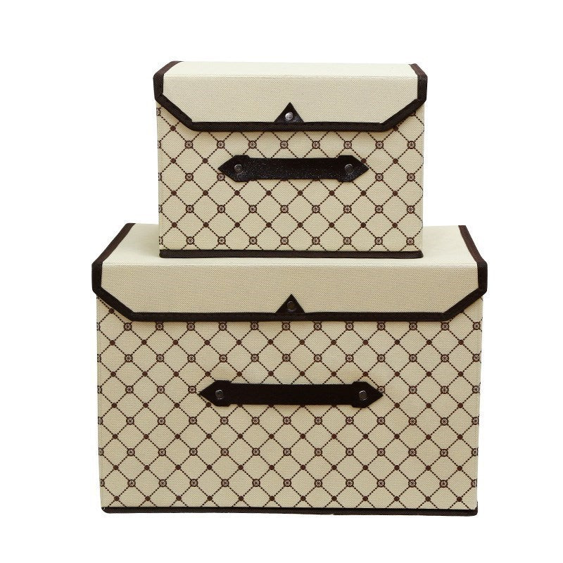 Folding fabric storage box Thickened non-woven storage box with lid Household clothes sorting box Sundries storage box