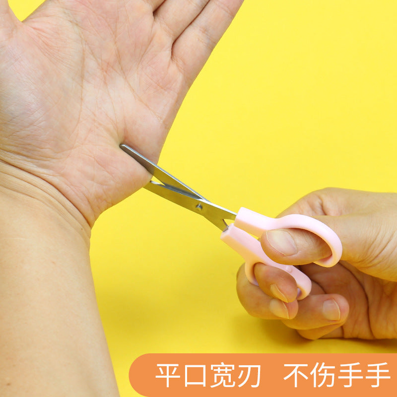 Deli 6021 student handmade scissors cute cartoon child protective cover scissors mini student small scissors wholesale