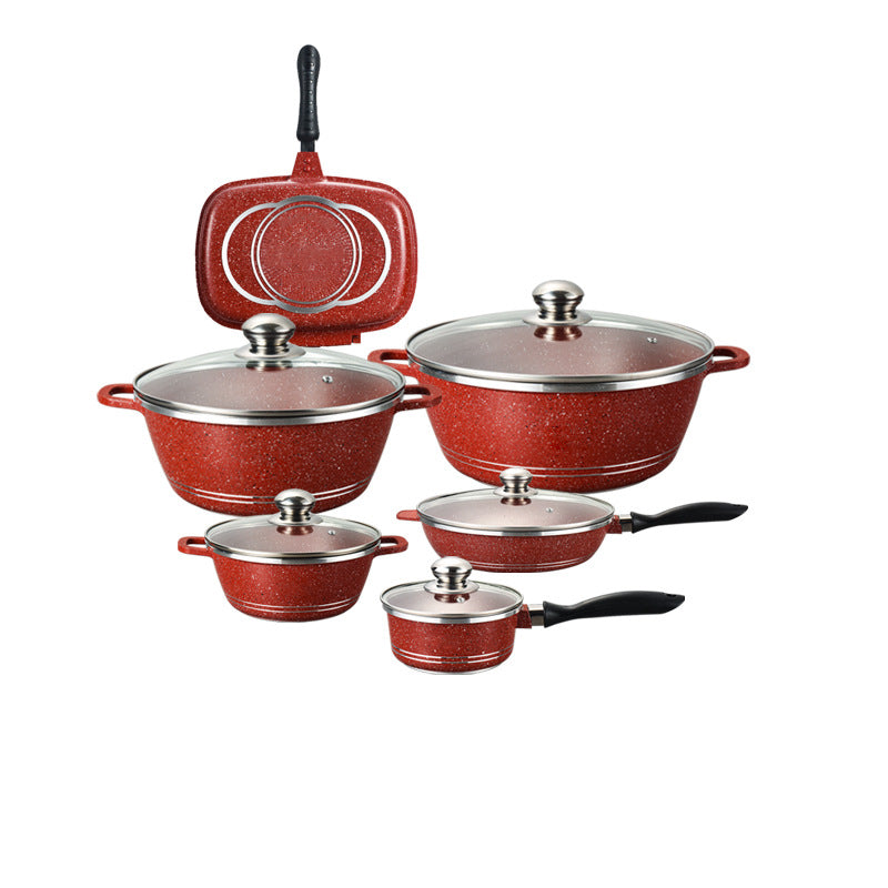 Royaldessini23pcs medical stone non-stick aluminum pot soup pot frying pan for home kitchen appliances for home pot