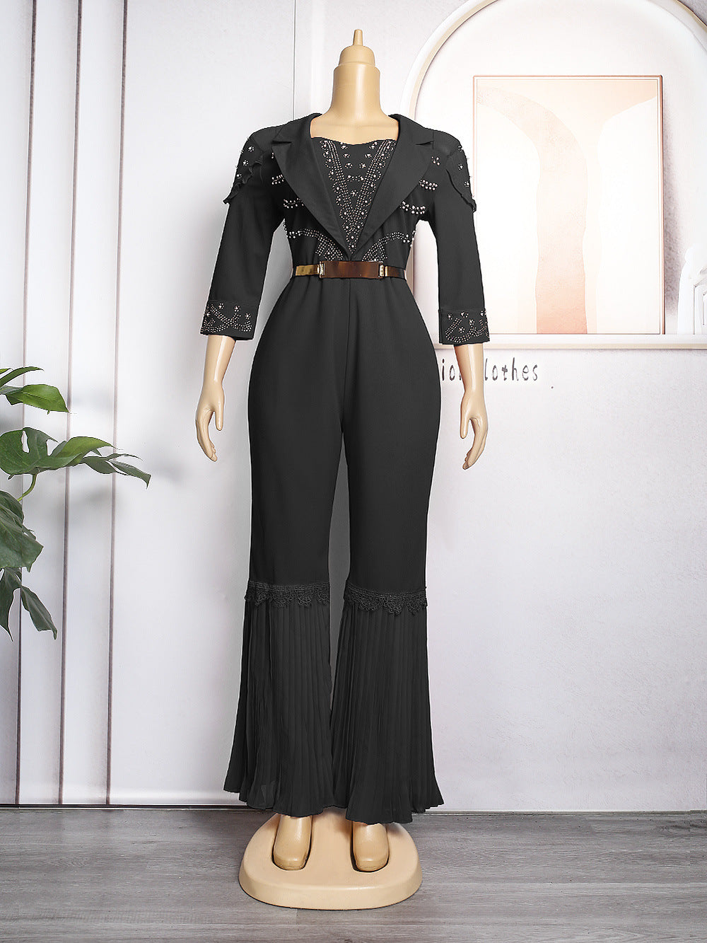 Aliexpress  new arrival speakerstraight-legpants african women's plus size jumpsuit free belt