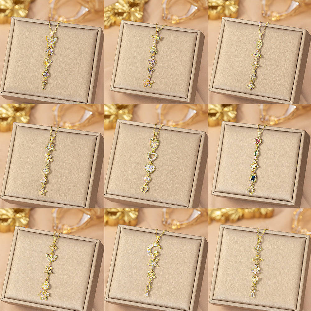 [titanium steel] fashion fashion hot selling tassel necklace women's light luxury high-end versatile clavicle chain jewelry
