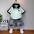 boys' short-sleeve t-shirt summer kids' half-sleeve top trendy cool boy's outfit baby casual two-piece set