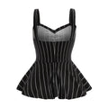 fashionexportcontrast colorbackless sleeveless silm suspenderstripespatchworkdress waist a-line skirt