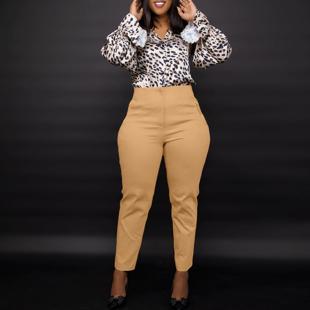 women's clothing, european and american style, spring high-waisted slim-fit cropped trousers, suitable for commuting, casual wear, professional settings, solid color dress pants, foreign trade casual pants