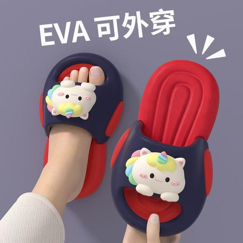Eva unicorn kids' slippers - princess style, non-slip, breathable, odor-resistant, soft sole, baby outdoor sandals for girls