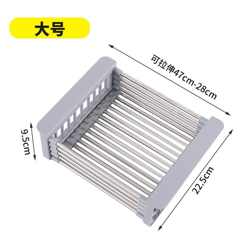 Sink Drain Basket Retractable Vegetable Basin Kitchen Washing Water Vegetable Filter Basket Household Dish Rack Dish Storage Rack