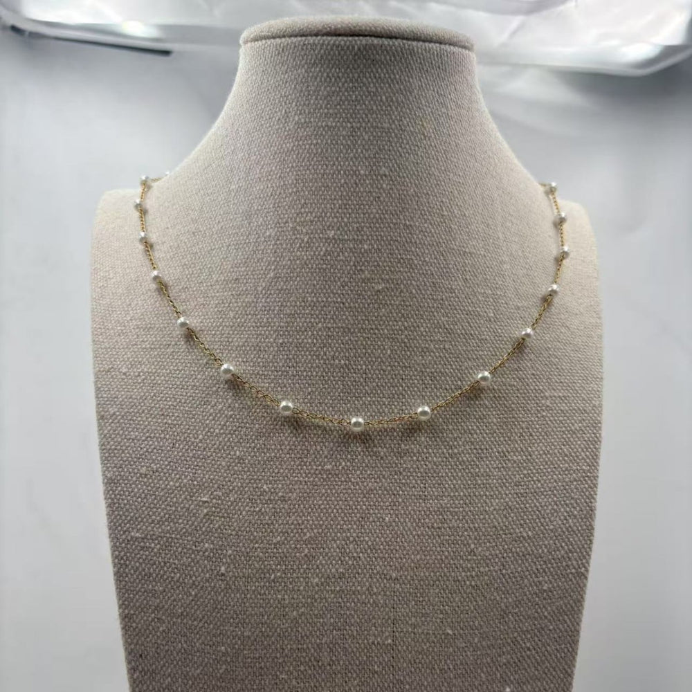 Colorfast pearl gypsophila necklace collarbone chain women's fashionelegant super fairy necklace trendy