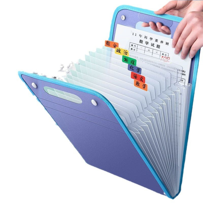 Multi-layer portable test paper folder, paper storage bag, subject classification, organ bag, junior high school student folder bag, primary school