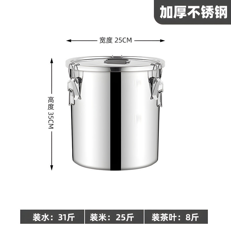 Extra thick sealed barrel 201 stainless steel rice barrel insect-proof and moisture-proof rice barrel for home rice storage barrel soup barrel flour barrel oil tank