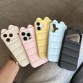 Ins dopamine color stereo cat ears silicone mobile phone case suitable for iphone16 apple 17 side cat claw case