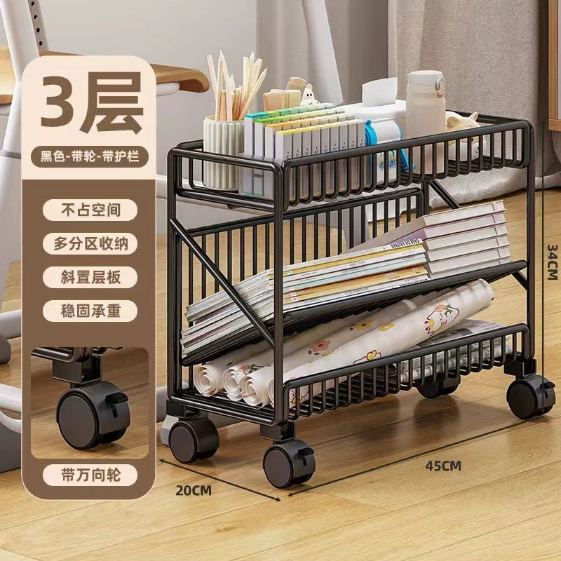 Classroom movable desktop bookshelf student textbook organizer floor storage rack children's home small bookshelf
