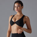 New arrivalpure color double-sided nylon sexy low-cut back sports intimates tight high elastic fitness yoga wear bra for women