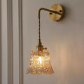 Japanese retro copper-tone glass wall sconce - modern nordic style bedside wall lamp - minimalist bathroom vanity mirror light