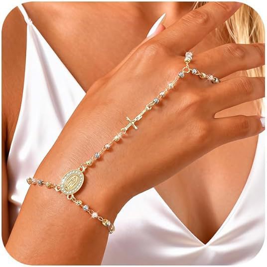Amazon's popular fashion trend cross 14k gold stainless steel round plate bracelet jewelry