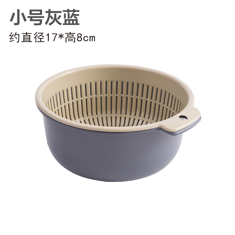 Double-layer sink drain basket six-piece set kitchen living room for home fruit washing plate casual plastic rice washing basket