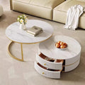 Coffee table living room for home rock slab small apartmentaccessible luxury modern round combination coffee table cream style
