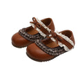 Vancahao kids' lace-up leather shoes,  autumn new collection, korean style girls' fashion soft sole bow princess shoes