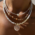 Wholesale seashell beaded necklaces - european & american style, cross-border e-commerce, sweater accessories for women, layered necklaces, unique heart & pearl clavicle chains