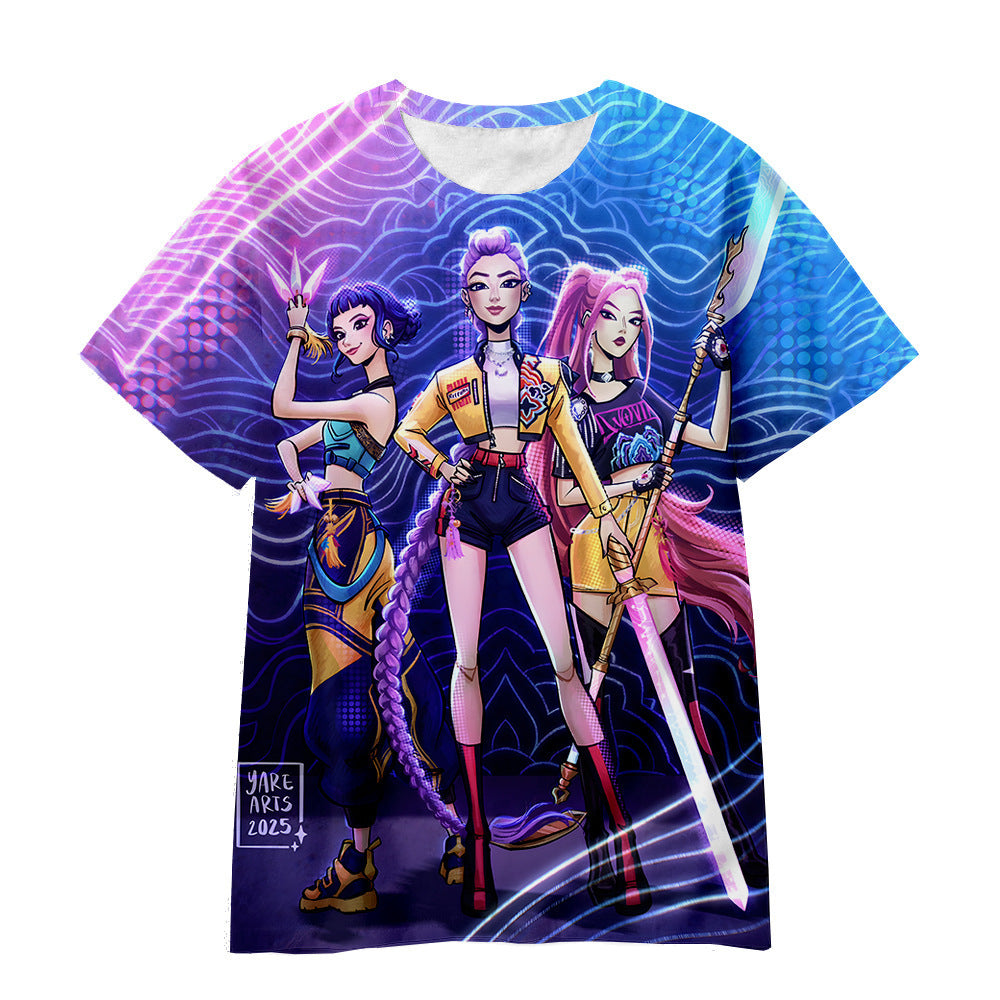 Witcher boy group 3d digital printing cross-border overseas casual loosefashion t-shirt k-pop girls t-shirt