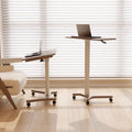 Solid wood height-adjustable computer desk, mobile small apartment office desk, home study table, foldable small desk with wheels
