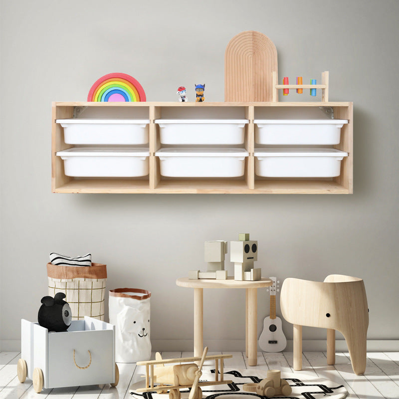 Children's room solid wood toy storage rack Wall-mounted wall storage rack Baby toy sorting box Locker