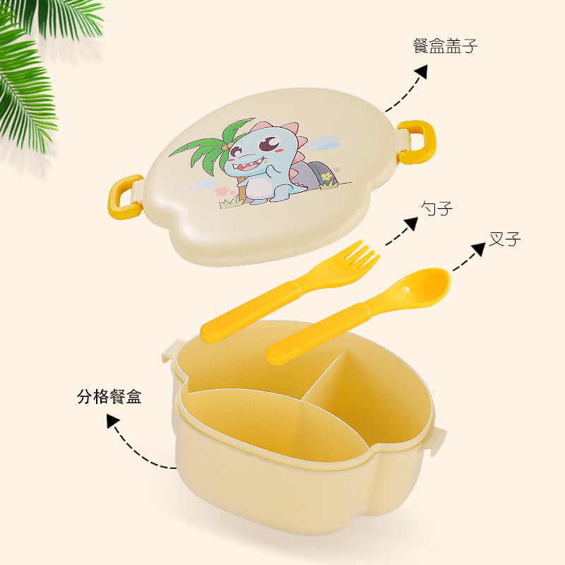 Creative kids' plastic cartoon lunch box - cute fruit box, portable sealed divided lunch container with fun cutlery set