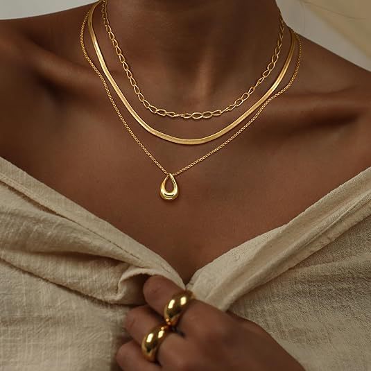 amazon round multi-layer necklace - minimalist, stylish, everyday wear, commute, casual, stackable, geometric choker - wholesale