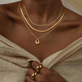 amazon round multi-layer necklace - minimalist, stylish, everyday wear, commute, casual, stackable, geometric choker - wholesale