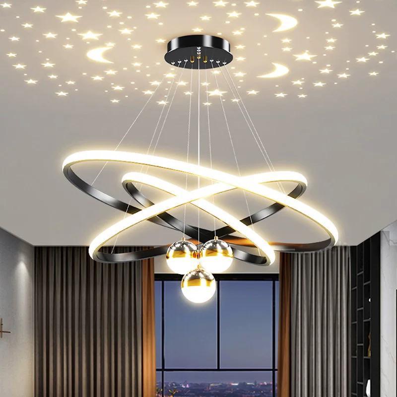 Zhongshan living room chandelier Nordic light luxury creative gypsy chandelier modern simple starry sky projection restaurant chandelier