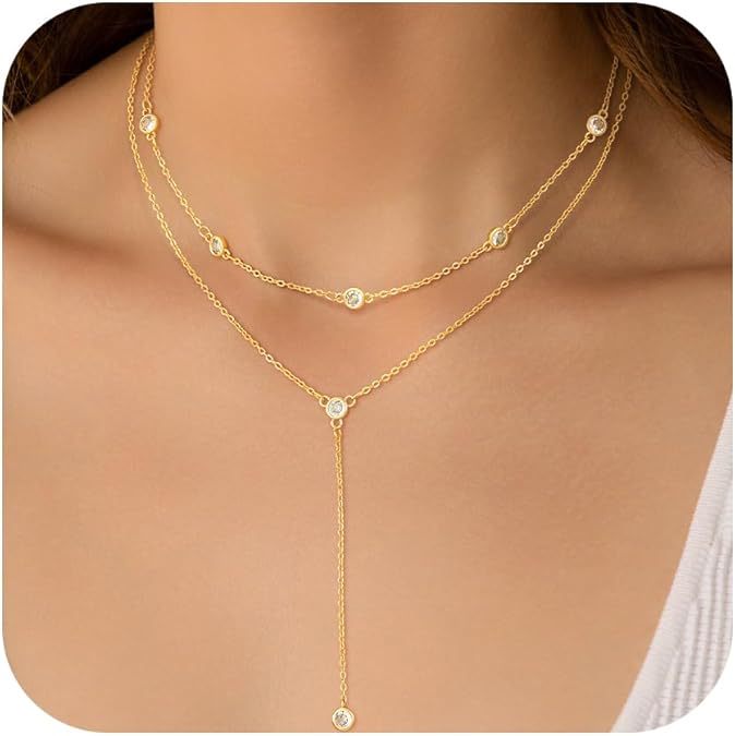 Amazon new arrival: zircon-embellished chain tassel y-shape necklace - fashionable minimalist lariat choker, perfect for holiday gifts