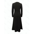 Women's spring/autumn fashionable and elegant v-neck ribbon trim slim-fit long sleeve maxi dress - perfect for casual wear