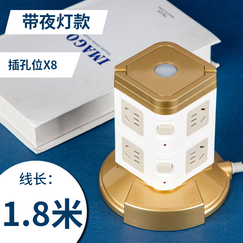 Multifunctional smart socket long line night light plug strip multi-hole plug-in board usb plug-in tower office vertical plug-in