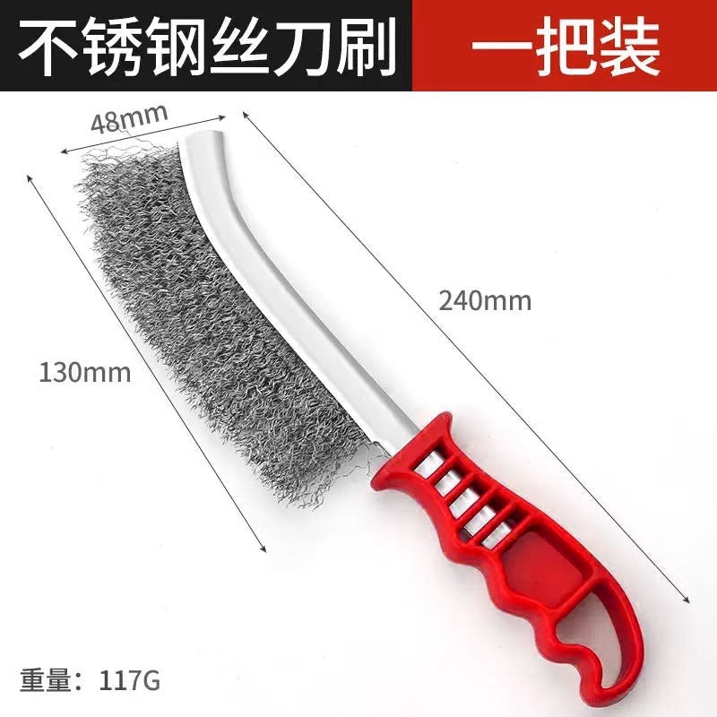 Wire brush knife brush stainless steel wire knife brush copper plated wire brush rust removal gap plastic handle barbecue iron brush cleaning brush