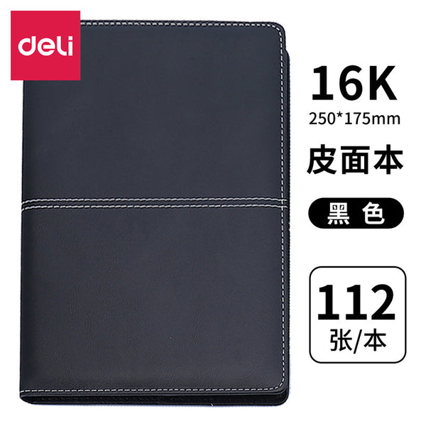 Deli 3323 Notepad Business Notebook Meeting Record Book 16K Leather Book 112 Pages Diary Book Wholesale