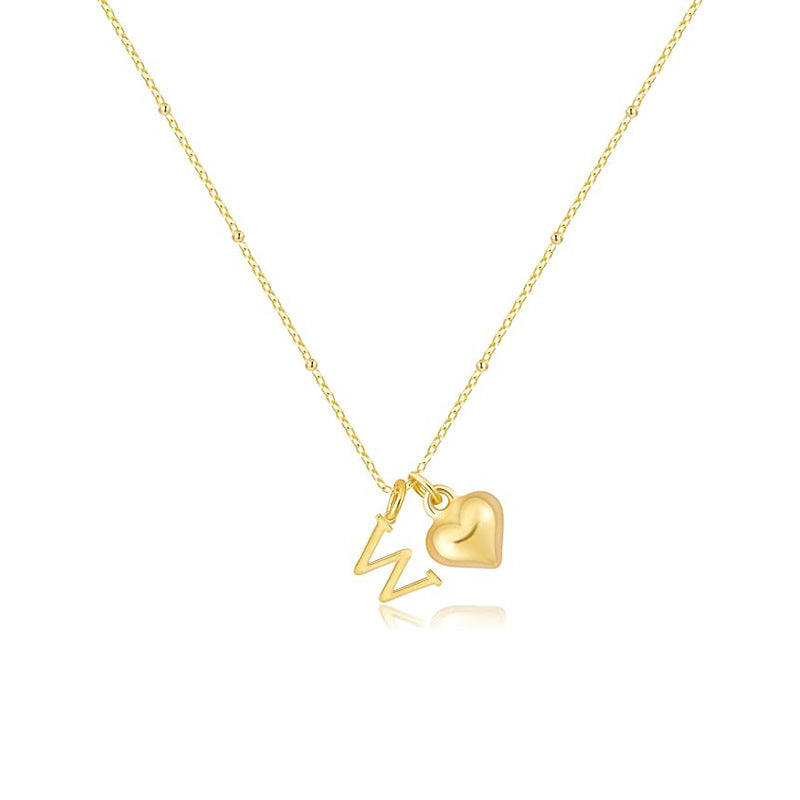 new fashion light luxury style 26 letter heart necklace, 14k gold plated minimalist versatile women's necklace