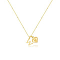 new fashion light luxury style 26 letter heart necklace, 14k gold plated minimalist versatile women's necklace