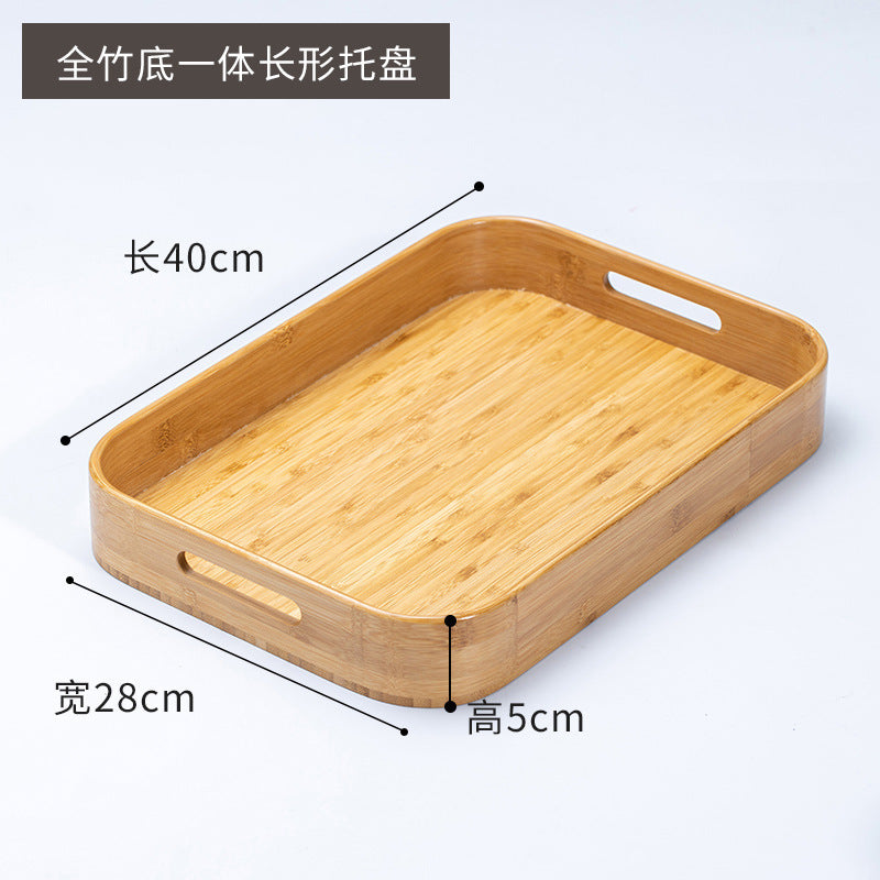 Accessible luxury retro nanzhu tea tray tray bamboo commercial rectangular tea tray pastry handle bbq serving plate