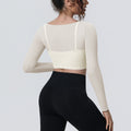 New arrival: solid color mesh double-layer breathable faux two-piece long sleeve casual activewear top for running, fitness, and yoga
