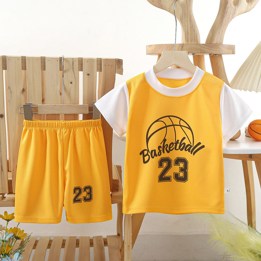 new kids' basketball jersey set - boys' and girls' summer quick-dry mesh outfit - short sleeve sports clothing for children and teens