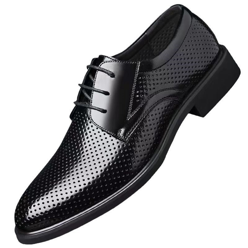 New arrival business hole cool leather shoes men's casual wedding groom british sandals summer breathable youth pointed toe men's shoes